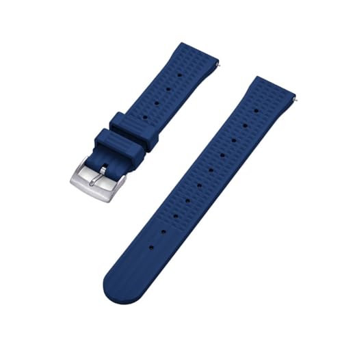 INEOUT Gummi-Uhrenarmband, Staubdicht, Wasserdicht, Schnellverschluss, Waffelarmband, 20 Mm, 22 Mm, Geeignet For Herren-Taucheruhren (Color : Blue Silver, Size : 20mm) von INEOUT