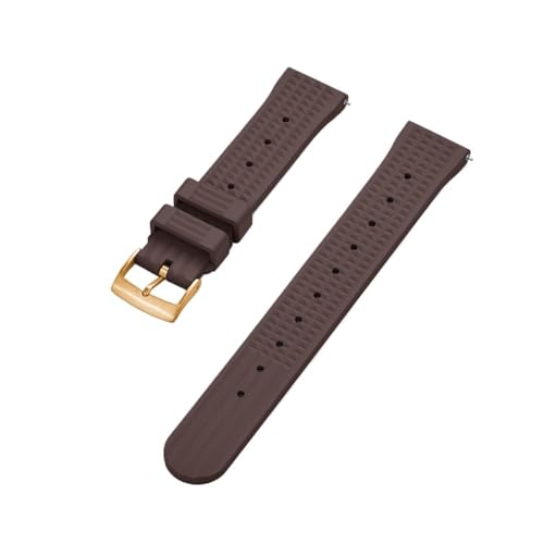 INEOUT Gummi-Uhrenarmband, Staubdicht, Wasserdicht, Schnellverschluss, Waffelarmband, 20 Mm, 22 Mm, Geeignet For Herren-Taucheruhren (Color : Brown Gold, Size : 22mm) von INEOUT