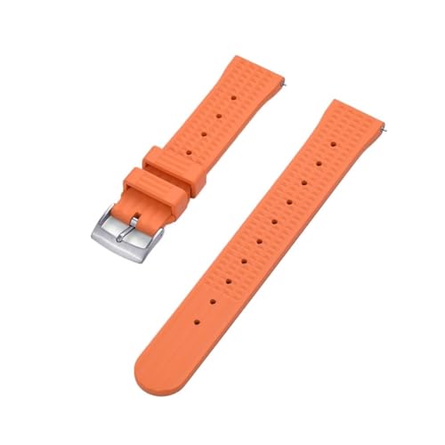 INEOUT Gummi-Uhrenarmband, Staubdicht, Wasserdicht, Schnellverschluss, Waffelarmband, 20 Mm, 22 Mm, Geeignet For Herren-Taucheruhren (Color : Orange Silver, Size : 20mm) von INEOUT