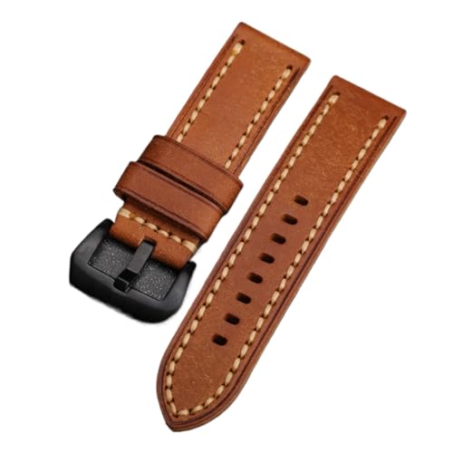 INEOUT Handgefertigtes Erstes Schicht-Rindsleder-Armband, 20, 22, 24 Mm, Hochwertiges Rindsleder-Armband, Mattierter Stil, Geeignet For Herren-Uhrenarmband(Brown Brack buckle,20mm) von INEOUT