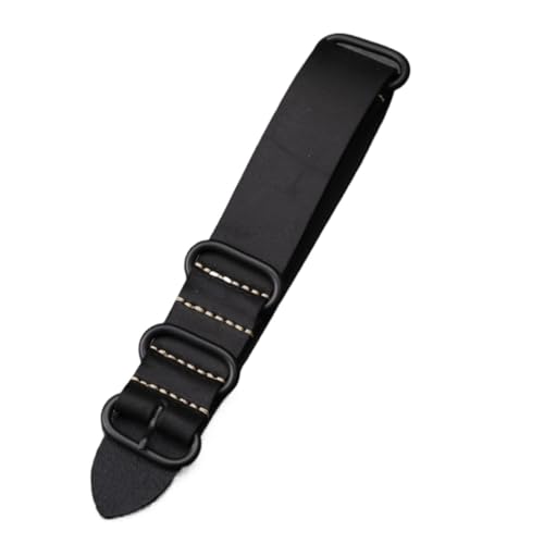 INEOUT Handgefertigtes Lederarmband 18 20 22 24 26MM Vintage Mattiertes Rindslederarmband, Braunes Schwarzes Herrenarmband(Black black buckle,18mm) von INEOUT