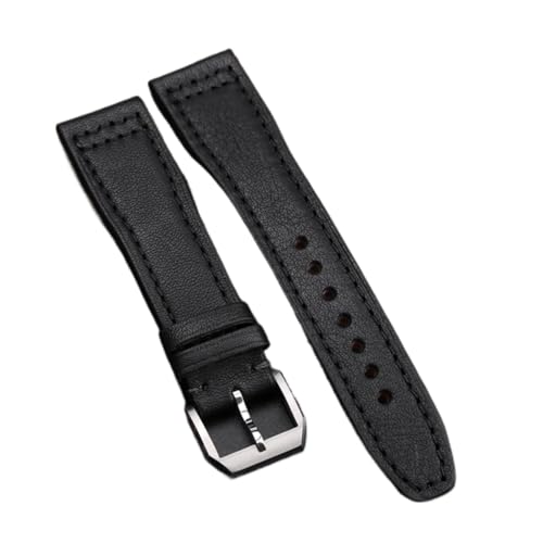 INEOUT Handgefertigtes Lederarmband For Layer Rindsleder 20 21 22MM Braun Schwarz Männliches Vintage-Armband Geeignet Kompatibel Mit Pilot Mark 15 16(Brack,22mm) von INEOUT