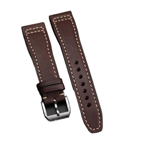 INEOUT Handgefertigtes Lederarmband For Layer Rindsleder 20 21 22MM Braun Schwarz Männliches Vintage-Armband Geeignet Kompatibel Mit Pilot Mark 15 16(Brown,22mm) von INEOUT