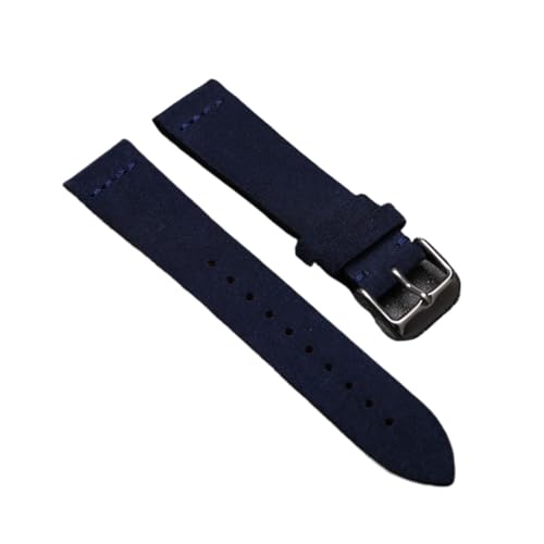 INEOUT Handgefertigtes Wildleder-Armband, 16, 18, 19, 20, 21, 22 Mm, Weiches Armband, Mattschwarz, Braun, Blau, For Männer Und Frauen(Bule,19mm) von INEOUT