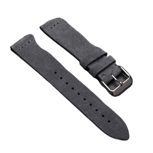 INEOUT Handgefertigtes Wildleder-Armband, 16, 18, 19, 20, 21, 22 Mm, Weiches Armband, Mattschwarz, Braun, Blau, For Männer Und Frauen(Gray,20mm) von INEOUT