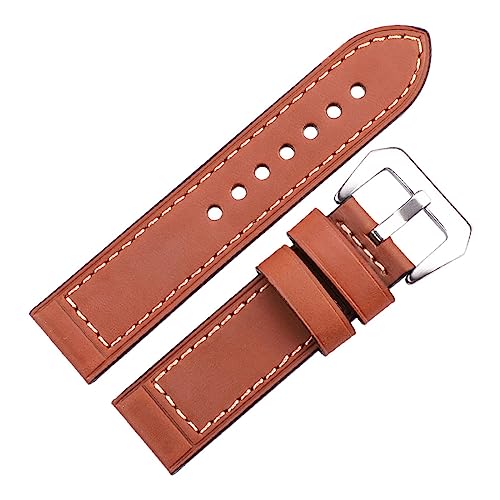 INEOUT Handgemachtes Rindsleder Uhrenarmband 22mm 24mm Herren Damen Braun Schwarz Rot Echtes Leder Armband Gürtel Edelstahl Schnalle(Dark Brown,22mm) von INEOUT