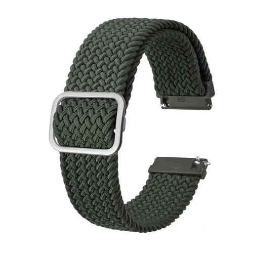 INEOUT Herren-Uhrenarmbänder Aus Nylon, Verstellbar, Geflochtene Schlaufenbänder, 18 Mm, 19 Mm, 20 Mm, 22 Mm, Schnellverschluss-Sportuhrenarmband (Color : Green-A, Size : 22mm) von INEOUT