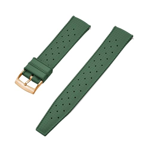 INEOUT Hochwertiges Fluorkautschuk-Tropic-Uhrenarmband, 18 Mm, 20 Mm, 22 Mm, For Neue FKM-Uhrenarmbänder For Herren-Taucheruhren (Color : Army Green Gold, Size : 20mm) von INEOUT