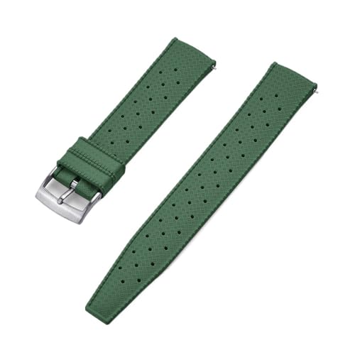 INEOUT Hochwertiges Fluorkautschuk-Tropic-Uhrenarmband, 18 Mm, 20 Mm, 22 Mm, For Neue FKM-Uhrenarmbänder For Herren-Taucheruhren (Color : Army Green Silver, Size : 22mm) von INEOUT