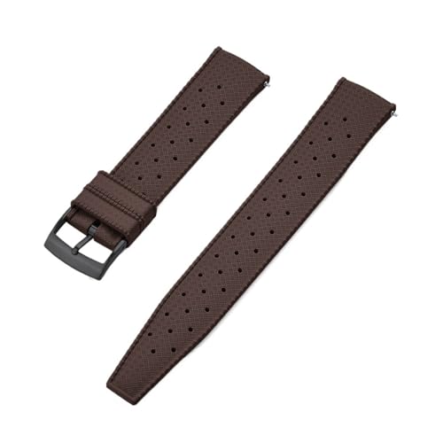 INEOUT Hochwertiges Fluorkautschuk-Tropic-Uhrenarmband, 18 Mm, 20 Mm, 22 Mm, For Neue FKM-Uhrenarmbänder For Herren-Taucheruhren (Color : Brown Black, Size : 20mm) von INEOUT