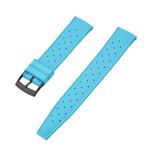 INEOUT Hochwertiges Fluorkautschuk-Tropic-Uhrenarmband, 18 Mm, 20 Mm, 22 Mm, For Neue FKM-Uhrenarmbänder For Herren-Taucheruhren (Color : Sky Blue Black, Size : 22mm) von INEOUT