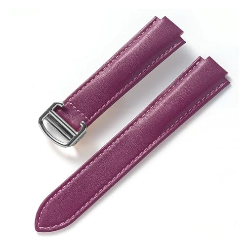 INEOUT Kompatibel Mit Cartier Blue Balloon Strap, Herrenarmband, Damenarmband, Konvexem, Weichem Lederarmband, Faltschließe, Uhrenzubehör (Color : PURPLE, Size : 18X10mm) von INEOUT