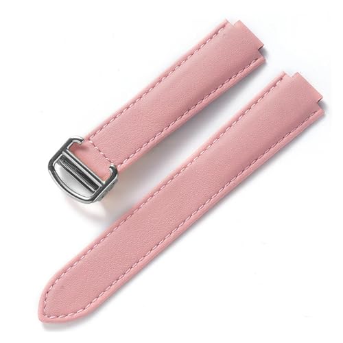 INEOUT Kompatibel Mit Cartier Blue Balloon Strap, Herrenarmband, Damenarmband, Konvexem, Weichem Lederarmband, Faltschließe, Uhrenzubehör (Color : Pink, Size : 14X8mm) von INEOUT