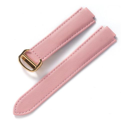 INEOUT Kompatibel Mit Cartier Blue Balloon Strap, Herrenarmband, Damenarmband, Konvexem, Weichem Lederarmband, Faltschließe, Uhrenzubehör (Color : Pink gold, Size : 16X9mm) von INEOUT