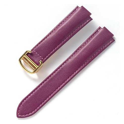 INEOUT Kompatibel Mit Cartier Blue Balloon Strap, Herrenarmband, Damenarmband, Konvexem, Weichem Lederarmband, Faltschließe, Uhrenzubehör (Color : Purple Gold Buckle, Size : 22X14mm) von INEOUT