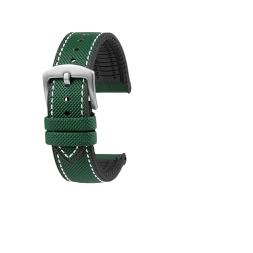 INEOUT Kompatibel mit Breitling. Kompatibel mit Omega (Color : Green White silver A, Size : 20mm) von INEOUT