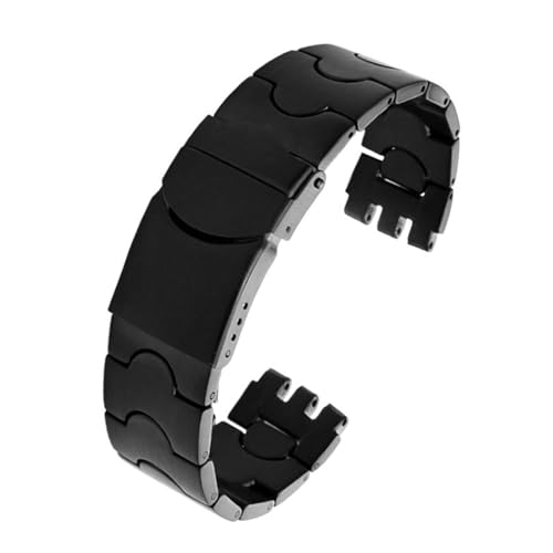 INEOUT Kompatibel mit Swatch Solid Core Metal Armband Konkave Konkave Ycs Yas Ygs Stahl Uhrenband Keramik Armband für Männer und Frauen Eisen, G16 Silberfarben, Schwarz, 19mm von INEOUT