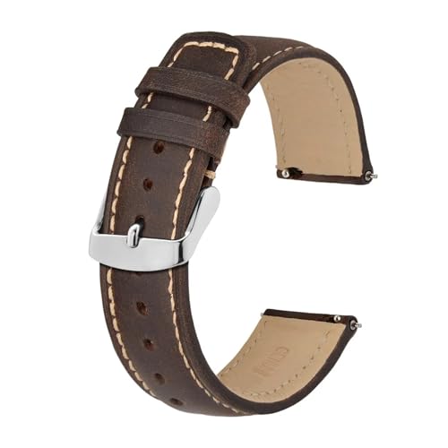 INEOUT Leder-Uhrenarmband, Weiches Material, Armband, 14 Mm, 16 Mm, 18 Mm, 19 Mm, 20 Mm, 21 Mm, 22 Mm, 23 Mm, 24 Mm, Schnellverschluss (Color : Brown-B, Size : 18mm) von INEOUT