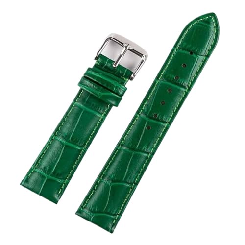 INEOUT Lederarmband For Herren Und Damen, 12 Mm, 14 Mm, 16 Mm, 18 Mm, Lila, Grün, Weiß, Rot, Lederarmband, Uhrenzubehör(Green,22mm) von INEOUT