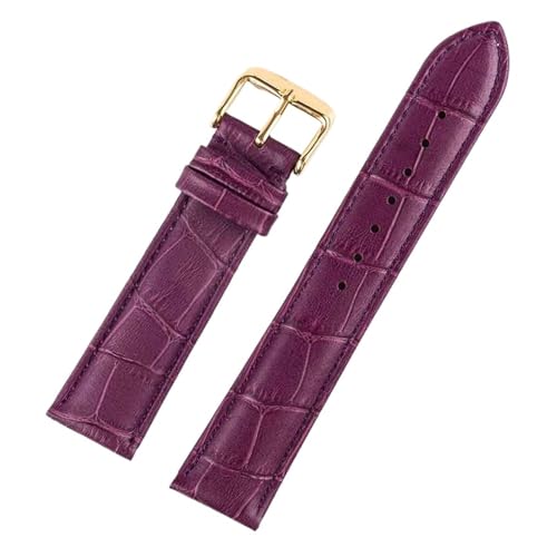 INEOUT Lederarmband For Herren Und Damen, 12 Mm, 14 Mm, 16 Mm, 18 Mm, Lila, Grün, Weiß, Rot, Lederarmband, Uhrenzubehör(Purple gold buckle,16mm) von INEOUT