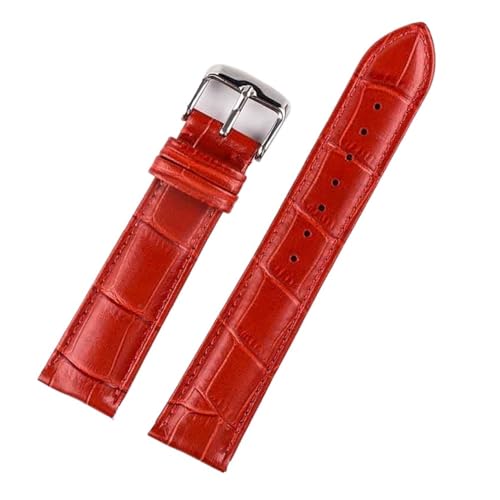 INEOUT Lederarmband For Herren Und Damen, 12 Mm, 14 Mm, 16 Mm, 18 Mm, Lila, Grün, Weiß, Rot, Lederarmband, Uhrenzubehör(Red,15mm) von INEOUT