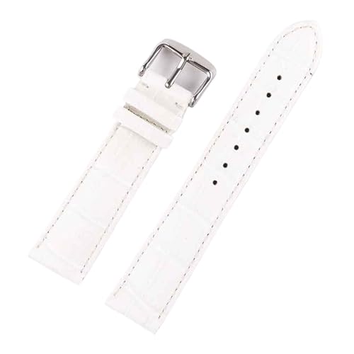 INEOUT Lederarmband For Herren Und Damen, 12 Mm, 14 Mm, 16 Mm, 18 Mm, Lila, Grün, Weiß, Rot, Lederarmband, Uhrenzubehör(White,18mm) von INEOUT