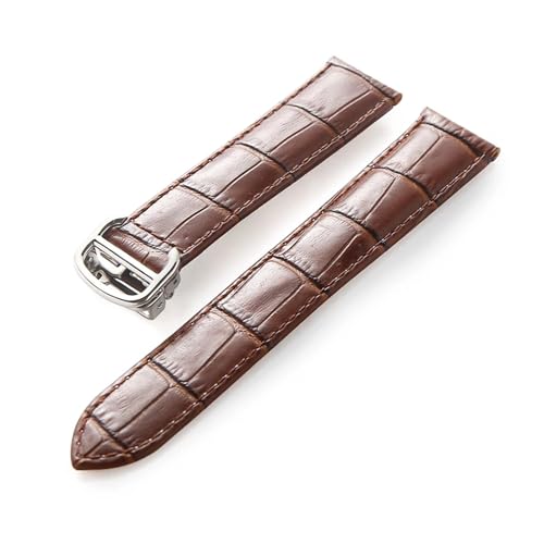 INEOUT Lederarmband Kompatibel Mit Cartier Tank Solo Armband Rindsleder 22 Mm Herren- Und Damen-Uhrenarmband Mit Faltschließe, Zubehör(Brown,18mm) von INEOUT