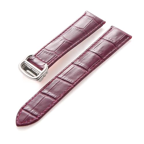 INEOUT Lederarmband Kompatibel Mit Cartier Tank Solo Armband Rindsleder 22 Mm Herren- Und Damen-Uhrenarmband Mit Faltschließe, Zubehör(PURPLE,17mm) von INEOUT