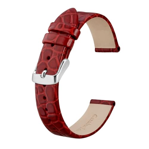 INEOUT Luxus Echtleder Uhrenarmbänder Damen 8mm 10mm 12mm 14mm 16mm 18mm 19mm 20mm For Damen Ersatzband Armband (Color : Red, Size : 14mm) von INEOUT