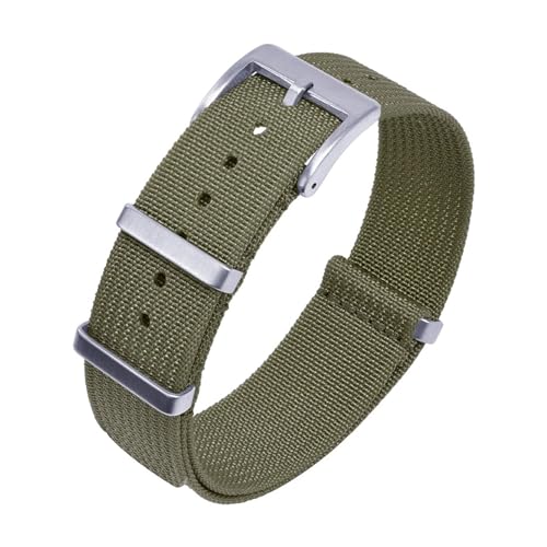 INEOUT Neues Design, Geripptes Armband, 20 Mm, 22 Mm, Nylon-Armband, Geflochtenes Ballistisches Gewebe, Zubehör For Uhrenarmband (Color : Army Green, Size : 22mm) von INEOUT