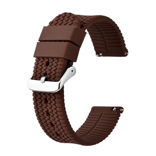 INEOUT Neues Silikon-Uhrenarmband, 18 Mm, 20 Mm, 22 Mm, Uhrenarmband For Männer Und Frauen, Ersatzband, Wasserdichtes Schnellverschluss-Uhrenarmband (Color : Brown, Size : 18mm) von INEOUT