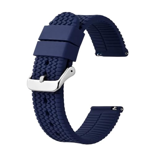 INEOUT Neues Silikon-Uhrenarmband, 18 Mm, 20 Mm, 22 Mm, Uhrenarmband For Männer Und Frauen, Ersatzband, Wasserdichtes Schnellverschluss-Uhrenarmband (Color : Dark Blue, Size : 18mm) von INEOUT