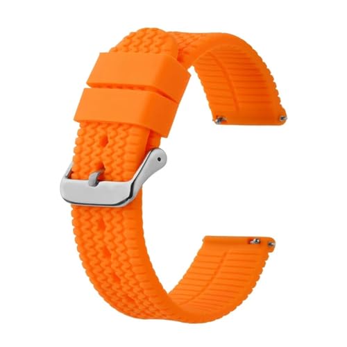 INEOUT Neues Silikon-Uhrenarmband, 18 Mm, 20 Mm, 22 Mm, Uhrenarmband For Männer Und Frauen, Ersatzband, Wasserdichtes Schnellverschluss-Uhrenarmband (Color : Orange, Size : 18mm) von INEOUT