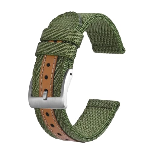 INEOUT Nylon-Uhrenarmbänder, 18 Mm, 20 Mm, 22 Mm, Uhrenarmband For Damen Und Herren, Hochwertiger, Weicher, Wasserdichter Ersatz (Color : Olive Green, Size : 18mm) von INEOUT