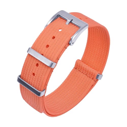 INEOUT Nylon-Uhrenarmband, geripptes Armband, 20 mm, 22 mm, for Stoff-Ersatz-Uhrenarmband-Zubehör (Color : Orange, Size : 22mm) von INEOUT