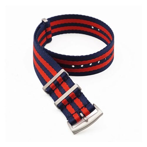 INEOUT Nylonband 20mm 22mm Sicherheitsgurt Armband Gürtel Ersatz Herren Damen Uhrenzubehör (Color : Navy Red, Size : 20mm) von INEOUT