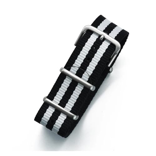 INEOUT Nylonband 20mm 22mm Uhrenarmband Wasserdichtes Uhrenarmband For Uhrenersatz (Color : Black White, Size : 22mm) von INEOUT