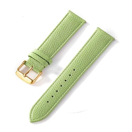 INEOUT Palmenbedrucktes Lederarmband, Echtes Rindsleder-Uhrenarmband, Handgefertigt, Blau, Gelb, Braun, Braun, Herren-Damen-Uhrenarmband (Color : Avocado Green Gold, Size : 13mm) von INEOUT