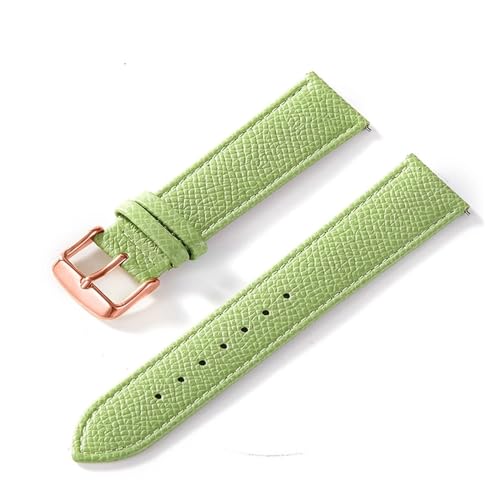 INEOUT Palmenbedrucktes Lederarmband, Echtes Rindsleder-Uhrenarmband, Handgefertigt, Blau, Gelb, Braun, Braun, Herren-Damen-Uhrenarmband (Color : Avocado Green Rose, Size : 14mm) von INEOUT