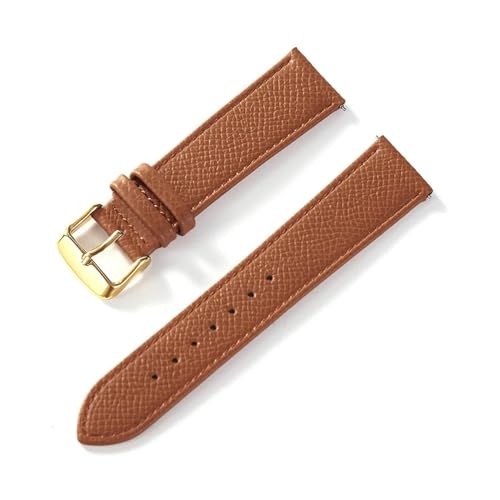 INEOUT Palmenbedrucktes Lederarmband, Echtes Rindsleder-Uhrenarmband, Handgefertigt, Blau, Gelb, Braun, Braun, Herren-Damen-Uhrenarmband (Color : Brown gold buckle, Size : 13mm) von INEOUT