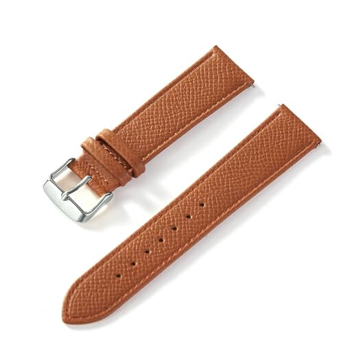 INEOUT Palmenbedrucktes Lederarmband, Echtes Rindsleder-Uhrenarmband, Handgefertigt, Blau, Gelb, Braun, Braun, Herren-Damen-Uhrenarmband (Color : Brown silver buckle, Size : 20mm) von INEOUT