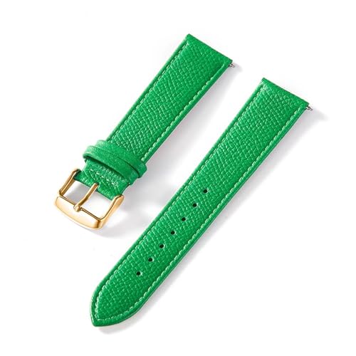 INEOUT Palmenbedrucktes Lederarmband, Echtes Rindsleder-Uhrenarmband, Handgefertigt, Blau, Gelb, Braun, Braun, Herren-Damen-Uhrenarmband (Color : Green gold buckle, Size : 14mm) von INEOUT