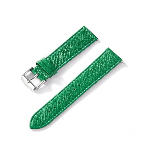 INEOUT Palmenbedrucktes Lederarmband, Echtes Rindsleder-Uhrenarmband, Handgefertigt, Blau, Gelb, Braun, Braun, Herren-Damen-Uhrenarmband (Color : Green silver buckle, Size : 22mm) von INEOUT