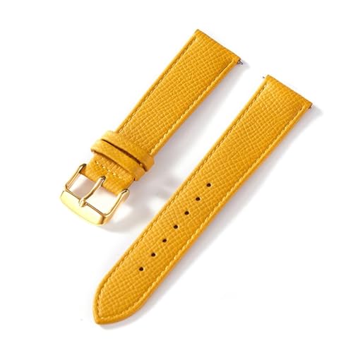 INEOUT Palmenbedrucktes Lederarmband, Echtes Rindsleder-Uhrenarmband, Handgefertigt, Blau, Gelb, Braun, Braun, Herren-Damen-Uhrenarmband (Color : Yellow gold buckle, Size : 14mm) von INEOUT