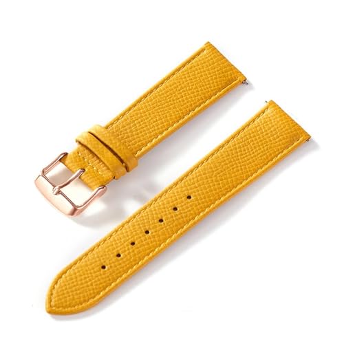 INEOUT Palmenbedrucktes Lederarmband, Echtes Rindsleder-Uhrenarmband, Handgefertigt, Blau, Gelb, Braun, Braun, Herren-Damen-Uhrenarmband (Color : Yellow rose buckle, Size : 15mm) von INEOUT