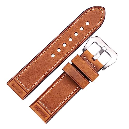 INEOUT Retro-Uhrenarmband Aus Rindsleder, Handgefertigt, 4 Farben For 22-mm-24-mm-Uhren, Inklusive Schnalle Und Uhrenarmbänder-Zubehör(Brown,24mm) von INEOUT