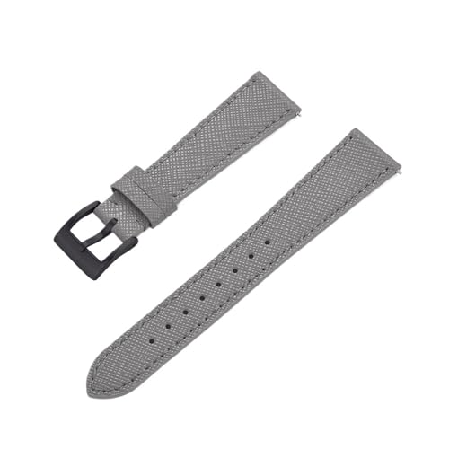 INEOUT Schlanke Uhrenarmbänder Aus Kalbsleder, Schnellverschluss-Uhrenarmband Aus Saffiano-Leder, 18 Mm, 19 Mm, 20 Mm, 21 Mm, 22 Mm, 23 Mm, 24 Mm (Color : Grey Black, Size : 19mm) von INEOUT