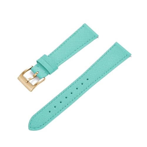 INEOUT Schlanke Uhrenarmbänder Aus Kalbsleder, Schnellverschluss-Uhrenarmband Aus Saffiano-Leder, 18 Mm, 19 Mm, 20 Mm, 21 Mm, 22 Mm, 23 Mm, 24 Mm (Color : Sky Blue Gold, Size : 22mm) von INEOUT