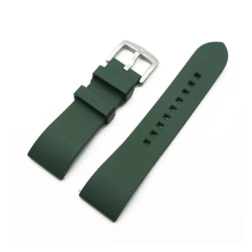 INEOUT Schnellverschluss-Uhrenarmbänder Aus FKM For Herren Und Damen, Zubehör For Taucheruhren, Hochwertiges Fluorkautschuk-Uhrenarmband, 20 Mm, 22 Mm, 24 Mm (Color : Green-silver, Size : 20mm) von INEOUT