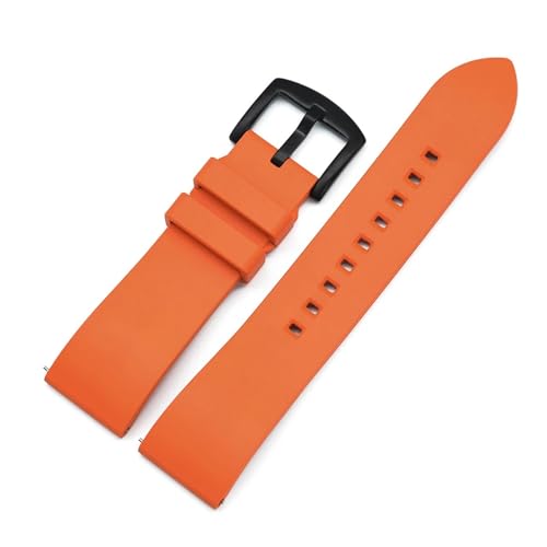 INEOUT Schnellverschluss-Uhrenarmbänder Aus FKM For Herren Und Damen, Zubehör For Taucheruhren, Hochwertiges Fluorkautschuk-Uhrenarmband, 20 Mm, 22 Mm, 24 Mm (Color : Orange-Black, Size : 20mm) von INEOUT